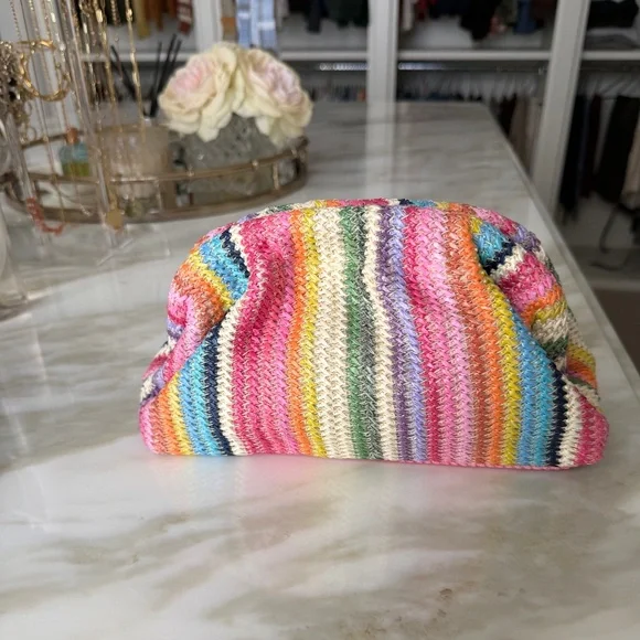Multi Color Raffia Clutch - Picture 1 of 6
